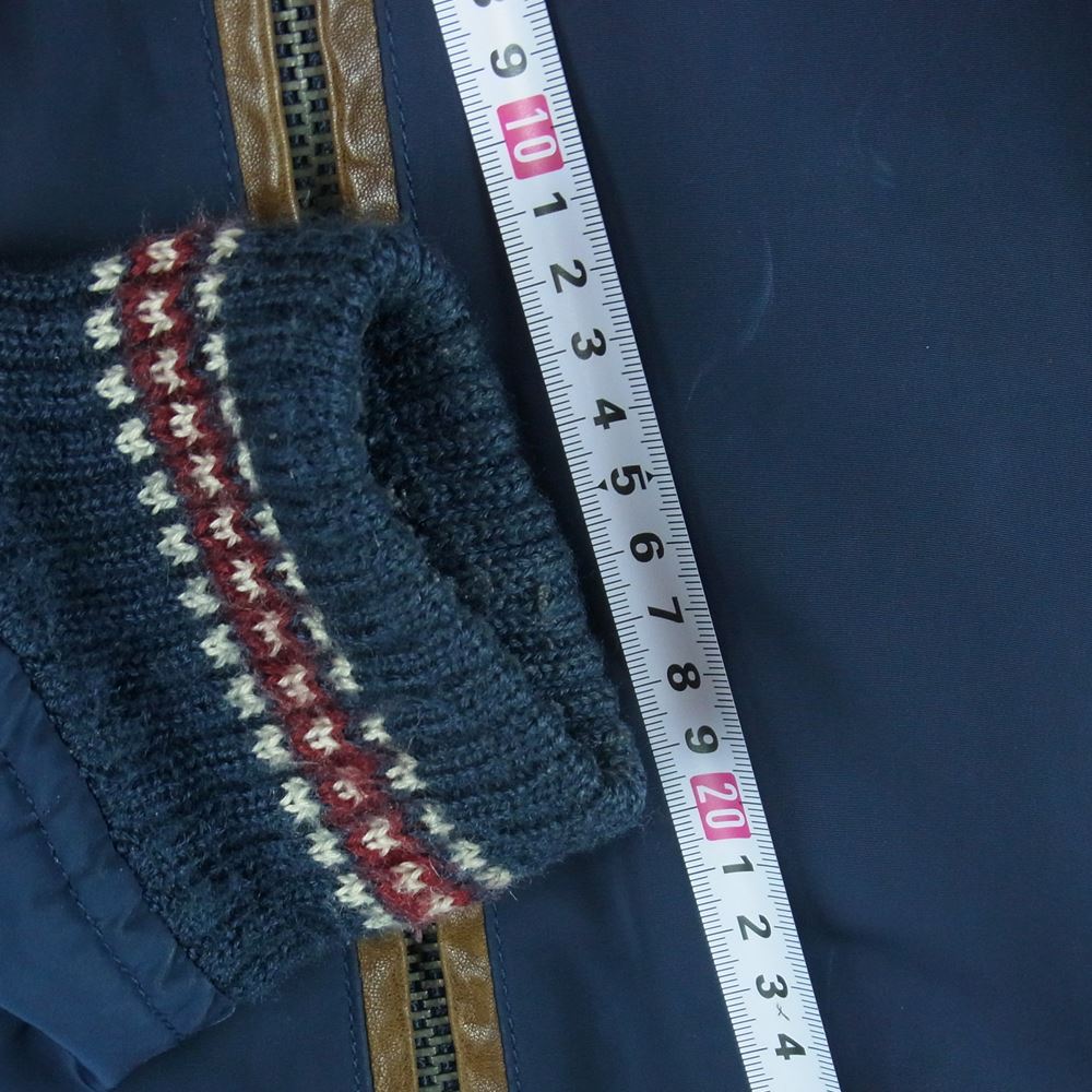 DIESEL ディーゼル 牛革 レザー 切替し ナイロン ジャケット 中国製 ネイビー系 L【中古】