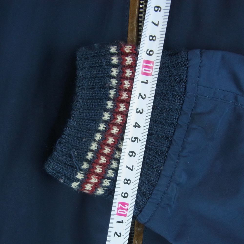 DIESEL ディーゼル 牛革 レザー 切替し ナイロン ジャケット 中国製 ネイビー系 L【中古】