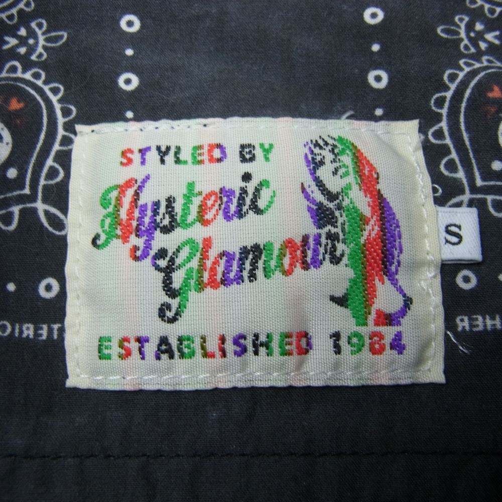 HYSTERIC GLAMOUR ヒステリックグラマー 0243AH10 バンダナ 総柄 ウエスタン シャツ 長袖 ブラック系 S【中古】