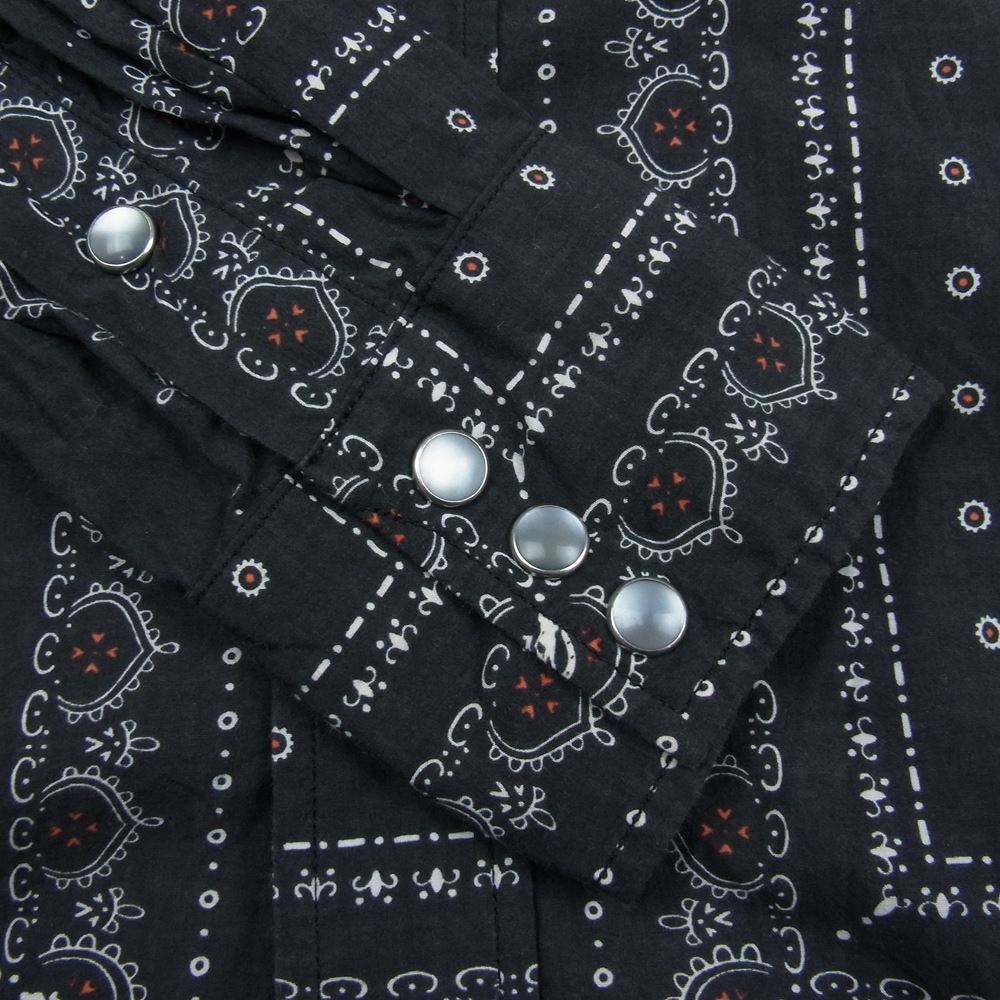 HYSTERIC GLAMOUR ヒステリックグラマー 0243AH10 バンダナ 総柄 ウエスタン シャツ 長袖 ブラック系 S【中古】