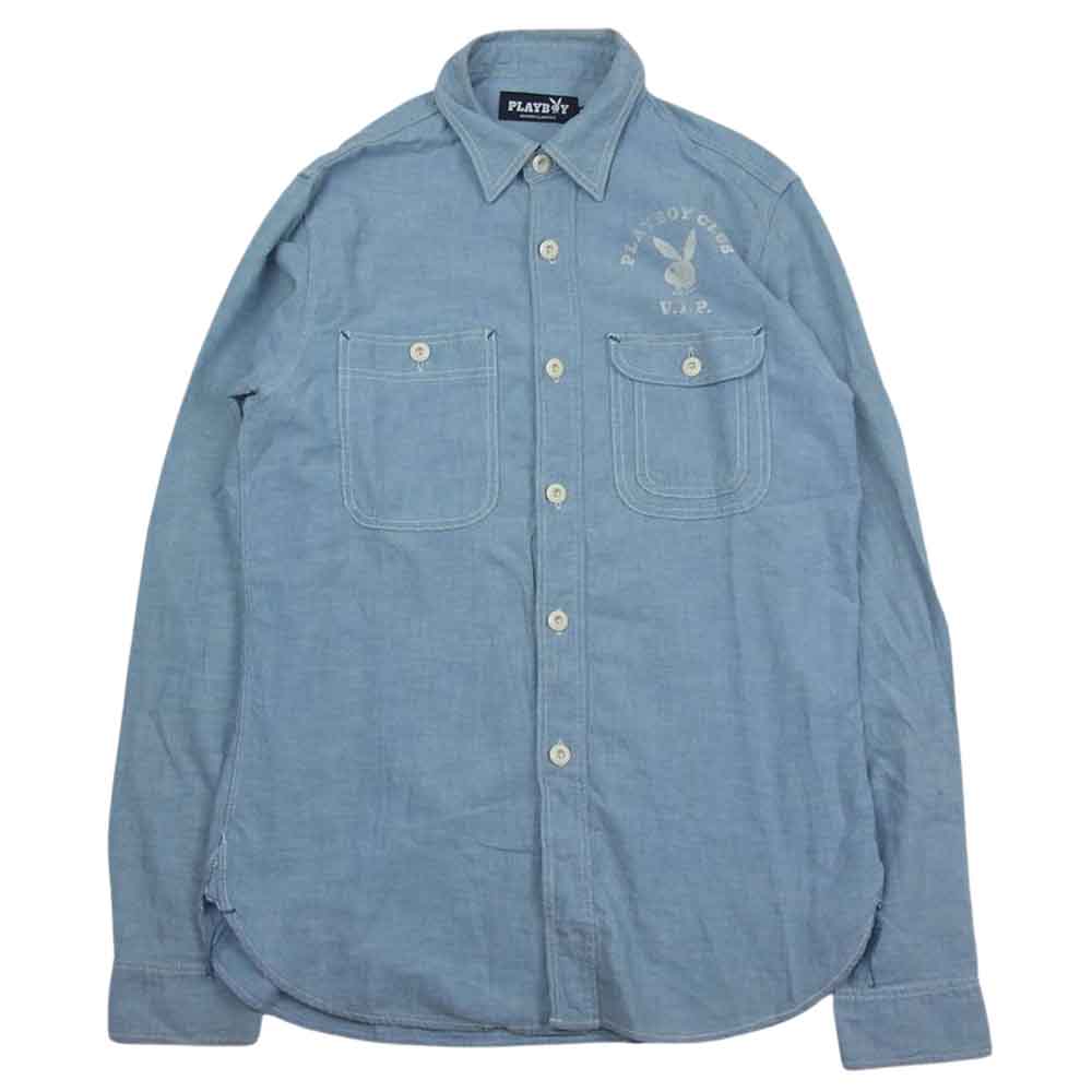 HYSTERIC GLAMOUR ヒステリックグラマー 1251AH01 ×PLAYBOY プレイボーイ 1251AH01 デニム シャツ インディゴブルー系 S【中古】