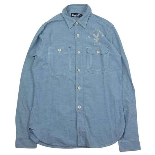 HYSTERIC GLAMOUR ヒステリックグラマー 1251AH01 ×PLAYBOY プレイボーイ 1251AH01 デニム シャツ インディゴブルー系 S【中古】