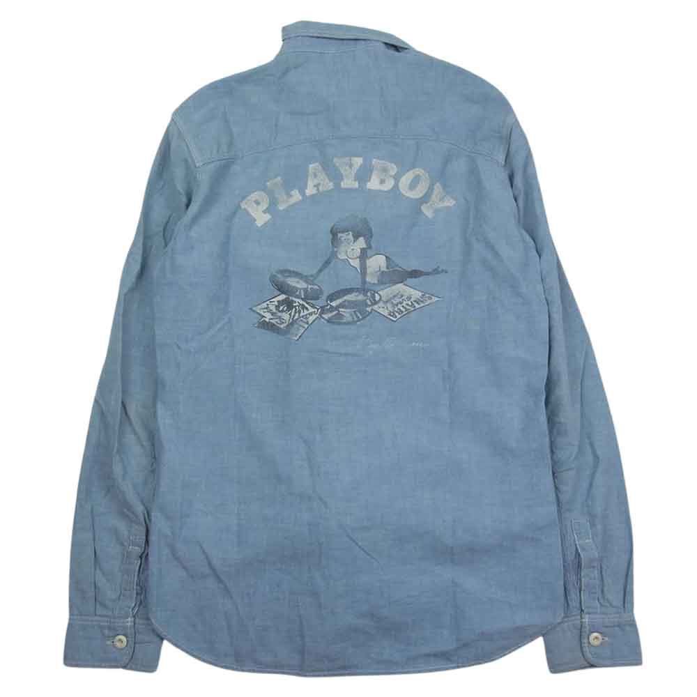 HYSTERIC GLAMOUR ヒステリックグラマー 1251AH01 ×PLAYBOY プレイボーイ 1251AH01 デニム シャツ インディゴブルー系 S【中古】