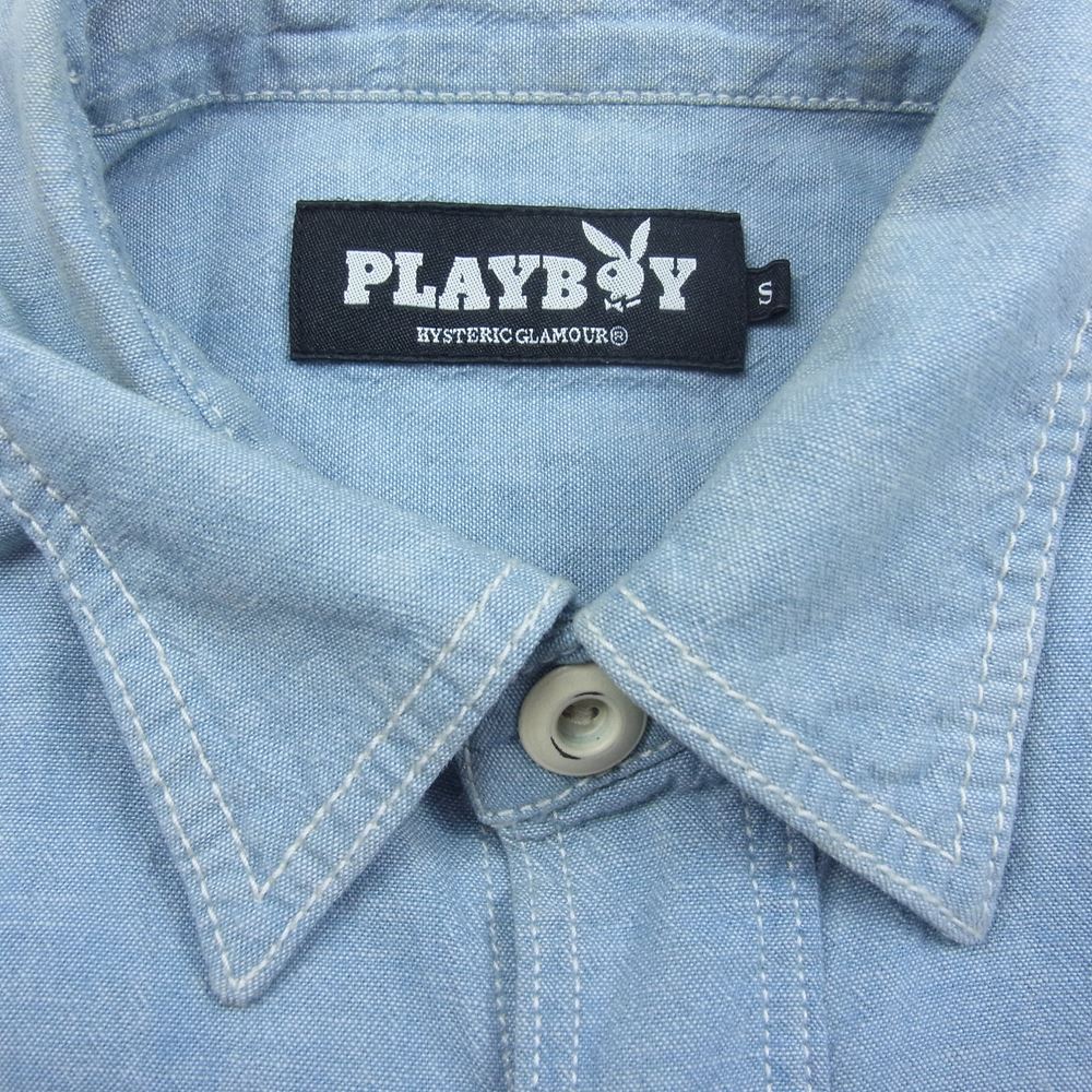 HYSTERIC GLAMOUR ヒステリックグラマー 1251AH01 ×PLAYBOY プレイボーイ 1251AH01 デニム シャツ インディゴブルー系 S【中古】