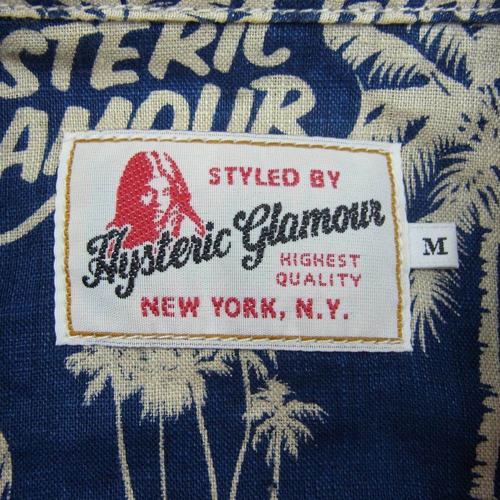 HYSTERIC GLAMOUR ヒステリックグラマー 0252AH03 リネン アロハ シャツ 半袖 ネイビー系 M【中古】