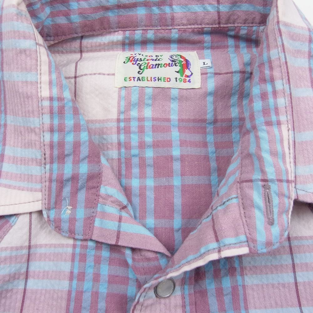 HYSTERIC GLAMOUR ヒステリックグラマー 02201AH03 スカル刺繍 ウエスタン シャツ ピンク系 L【中古】