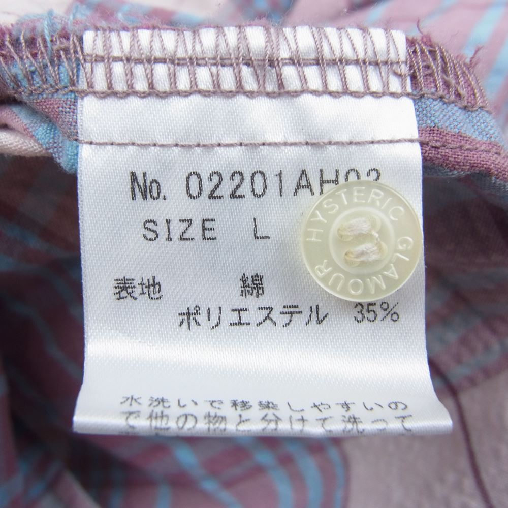 HYSTERIC GLAMOUR ヒステリックグラマー 02201AH03 スカル刺繍 ウエスタン シャツ ピンク系 L【中古】