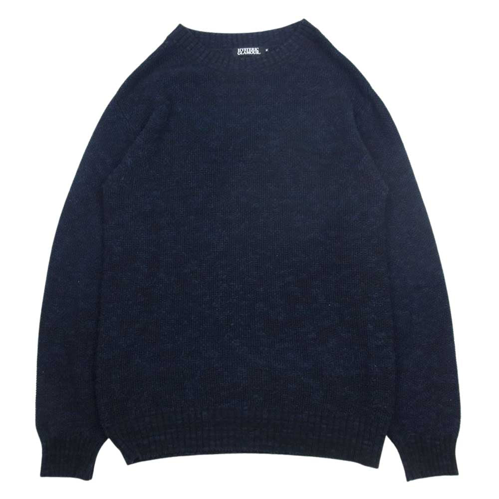 HYSTERIC GLAMOUR ヒステリックグラマー 02173NS05  バックロゴ リネン コットン ニット セーター ネイビー系 M【中古】