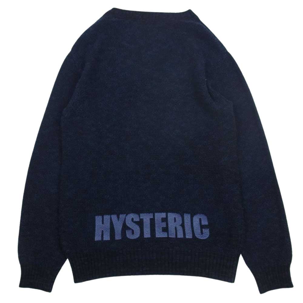 HYSTERIC GLAMOUR ヒステリックグラマー 02173NS05  バックロゴ リネン コットン ニット セーター ネイビー系 M【中古】