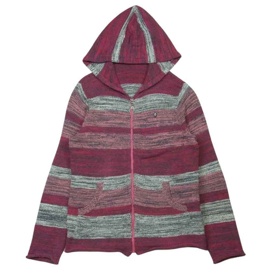 HYSTERIC GLAMOUR ヒステリックグラマー 0242ND04 ネイティブボーダー ジップ パーカー ピンク系 S【中古】