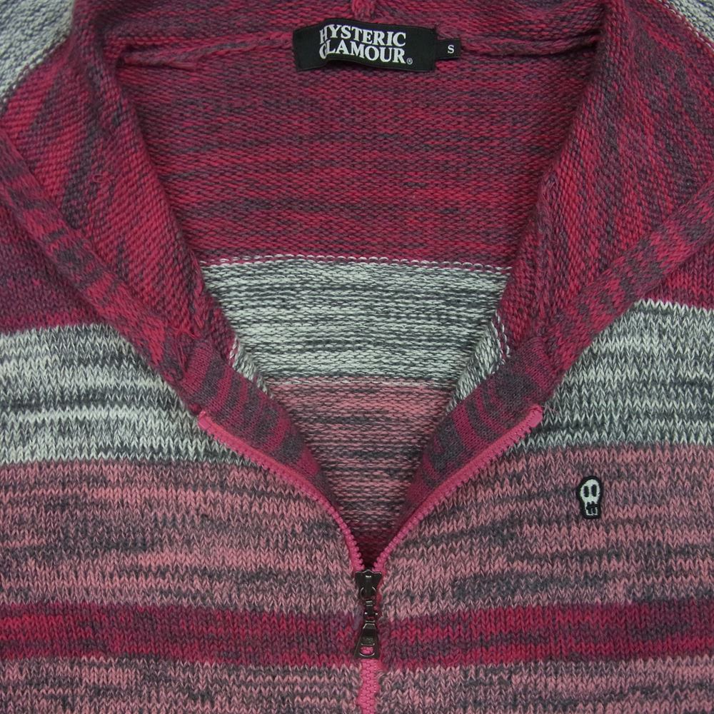 HYSTERIC GLAMOUR ヒステリックグラマー 0242ND04 ネイティブボーダー ジップ パーカー ピンク系 S【中古】