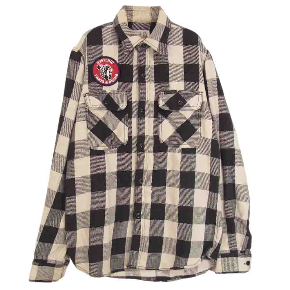 HYSTERIC GLAMOUR ヒステリックグラマー 0234AH07 HYS BUILT 刺繍 ワーク チェック 長袖シャツ ブラック系 S【中古】