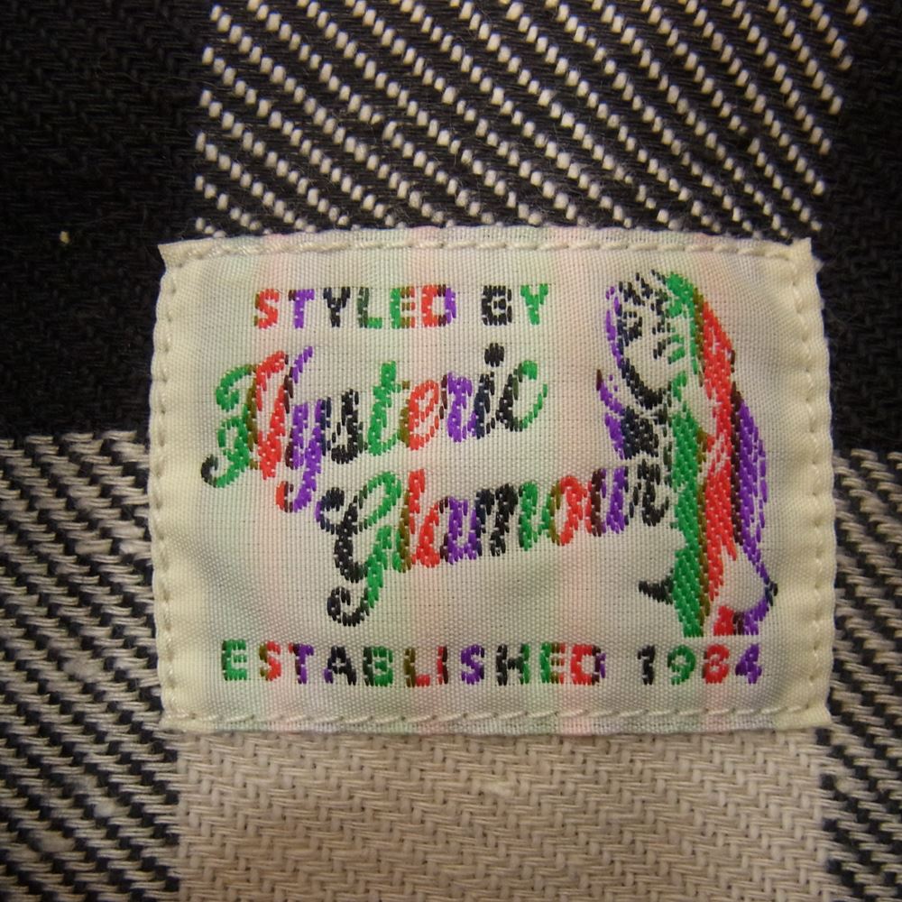 HYSTERIC GLAMOUR ヒステリックグラマー 0234AH07 HYS BUILT 刺繍 ワーク チェック 長袖シャツ ブラック系 S【中古】