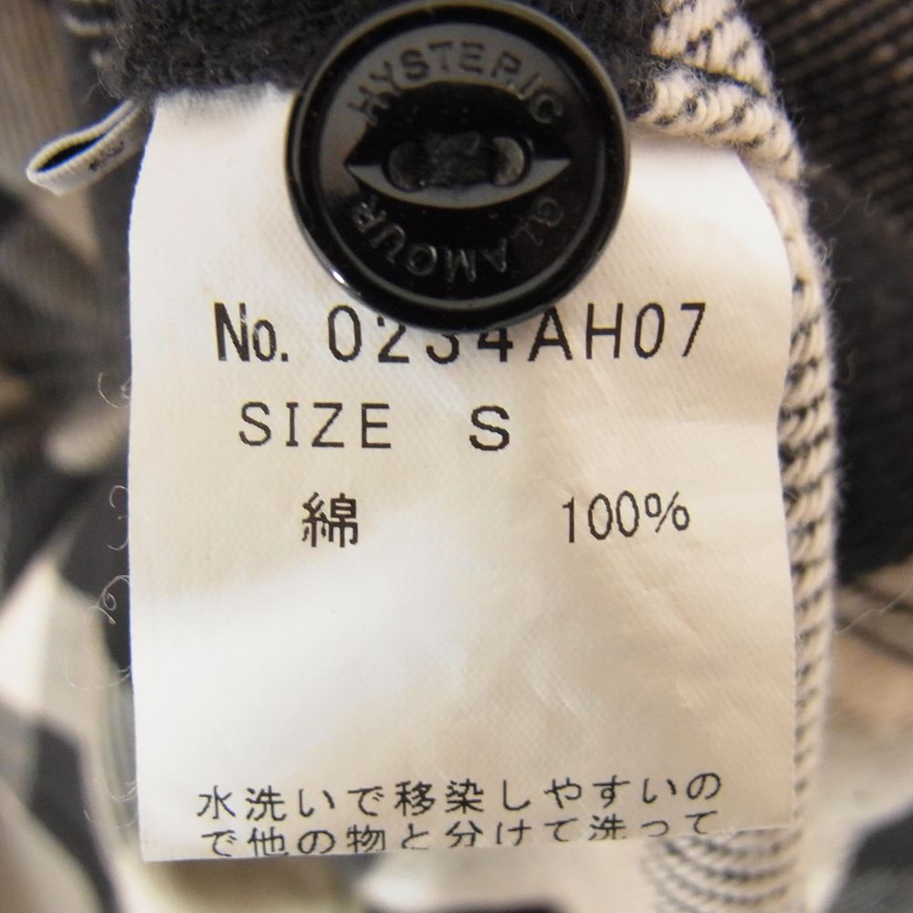HYSTERIC GLAMOUR ヒステリックグラマー 0234AH07 HYS BUILT 刺繍 ワーク チェック 長袖シャツ ブラック系 S【中古】