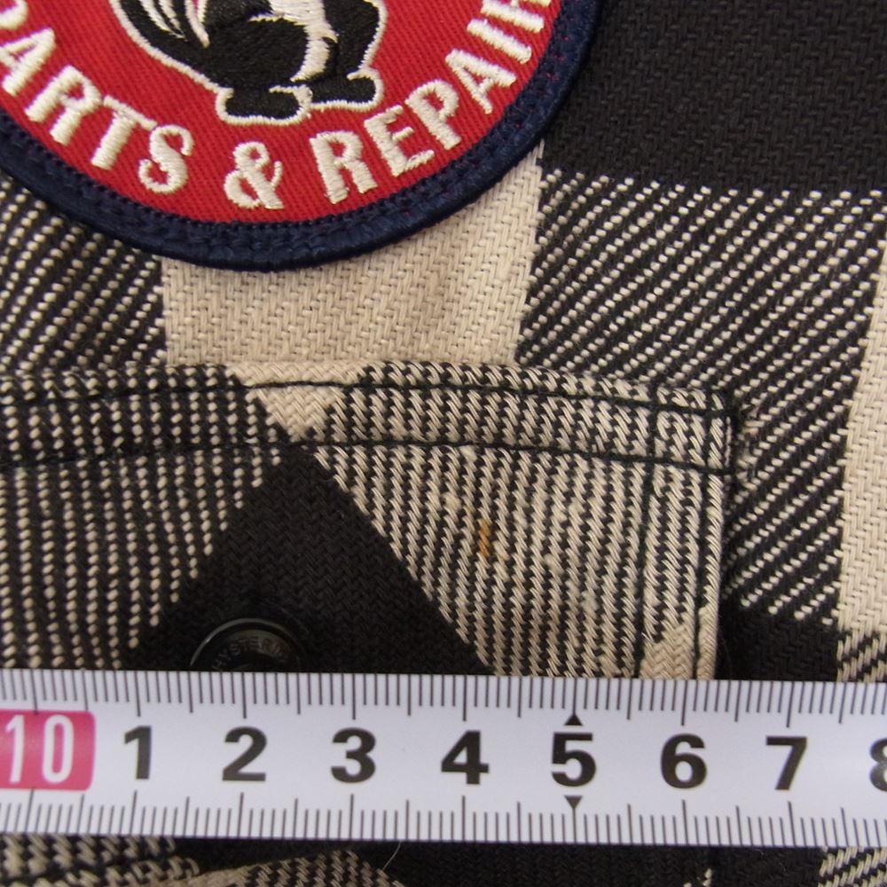 HYSTERIC GLAMOUR ヒステリックグラマー 0234AH07 HYS BUILT 刺繍 ワーク チェック 長袖シャツ ブラック系 S【中古】