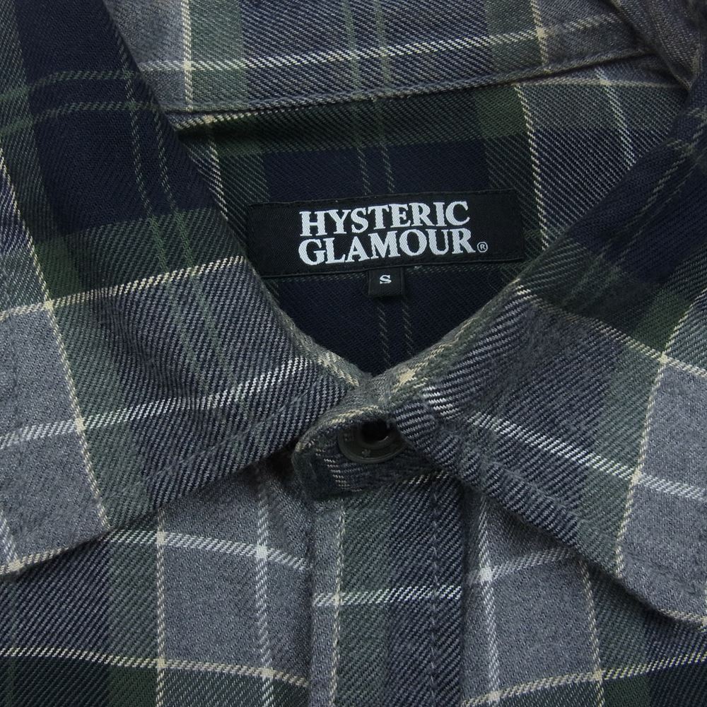 HYSTERIC GLAMOUR ヒステリックグラマー 4AH-1821 コットン ミリタリー チェック 長袖 シャツ グレー グレー系 S【中古】
