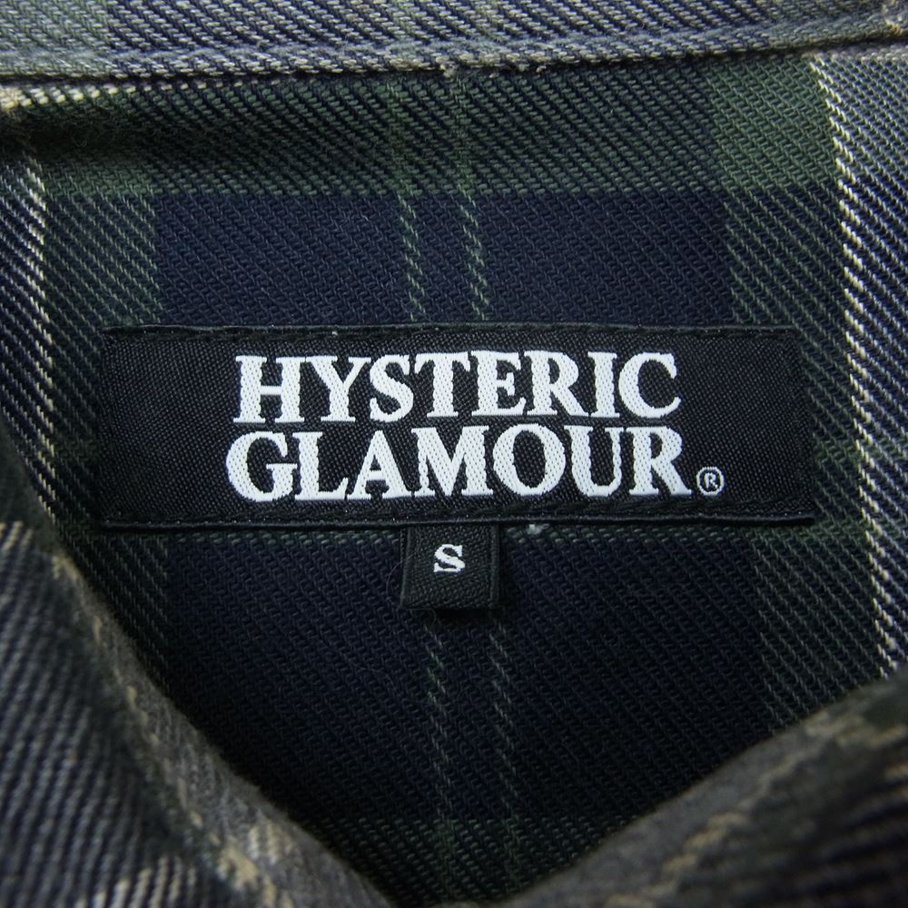HYSTERIC GLAMOUR ヒステリックグラマー 4AH-1821 コットン ミリタリー チェック 長袖 シャツ グレー グレー系 S【中古】