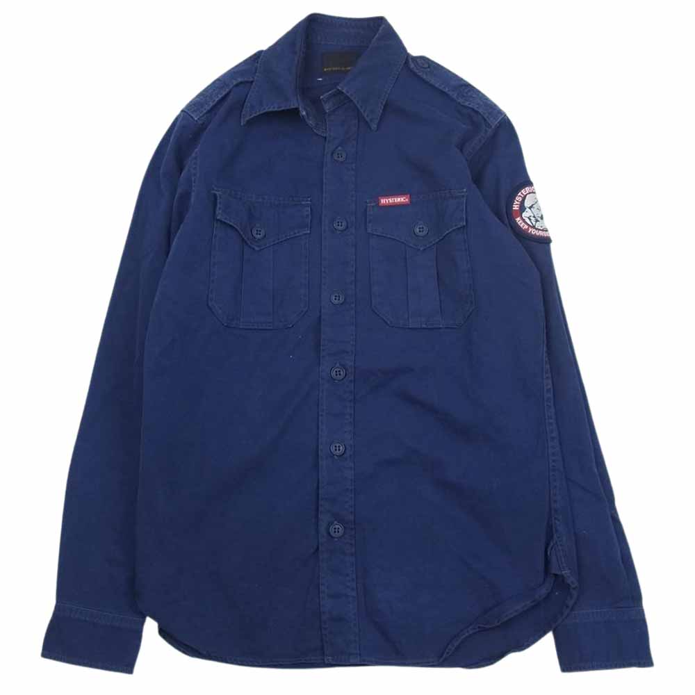 HYSTERIC GLAMOUR ヒステリックグラマー 0251AH05 ガールズワッペン ミリタリー ワーク 長袖 シャツ ネイビー系 S【中古】