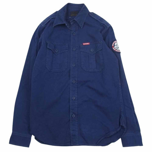 HYSTERIC GLAMOUR ヒステリックグラマー 0251AH05 ガールズワッペン ミリタリー ワーク 長袖 シャツ ネイビー系 S【中古】