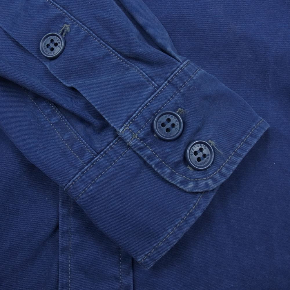 HYSTERIC GLAMOUR ヒステリックグラマー 0251AH05 ガールズワッペン ミリタリー ワーク 長袖 シャツ ネイビー系 S【中古】