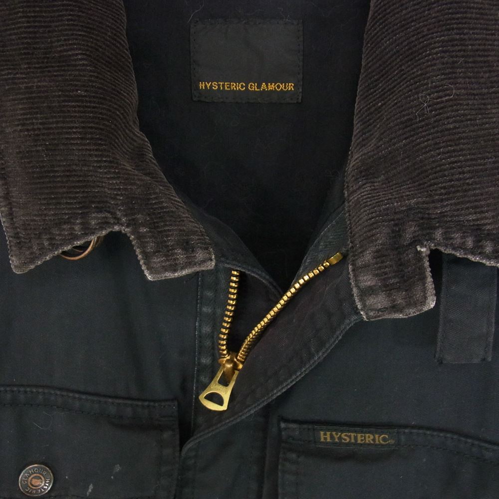 HYSTERIC GLAMOUR ヒステリックグラマー 0223AB10 襟コーデュロイ ミリタリー ジャケット ブラック系 S【中古】