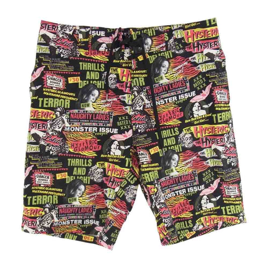 HYSTERIC GLAMOUR ヒステリックグラマー 0252QM01 SHORTS HALF PANTS 総柄 ショーツ ショートパンツ ブラック系 S【中古】