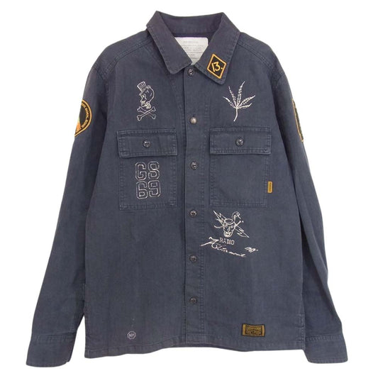 NEIGHBORHOOD ネイバーフッド 112SPHNH-SHM02 ワッペン プリント ミリタリー ジャケット ブルー系 S【中古】