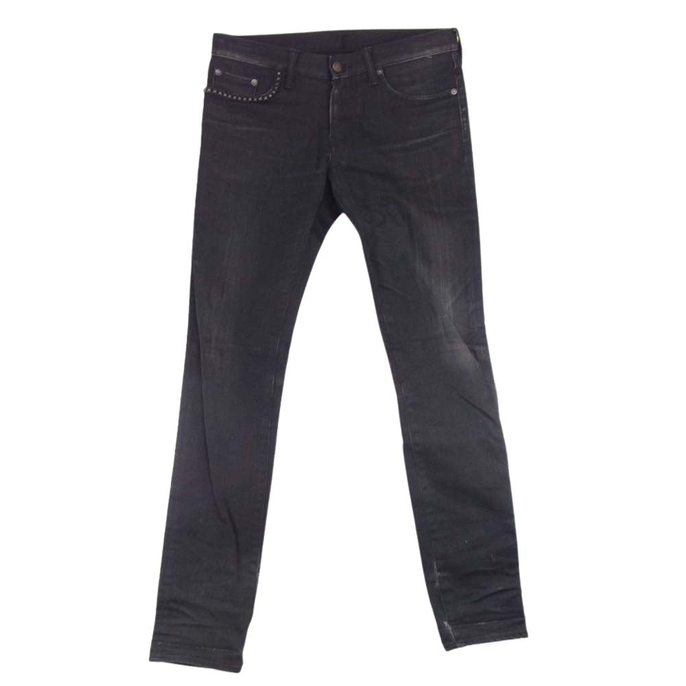 HYSTERIC GLAMOUR ヒステリックグラマー 0243AP18 USED 加工 スタッズ デニム スリム パンツ ブラック系 30【中古】