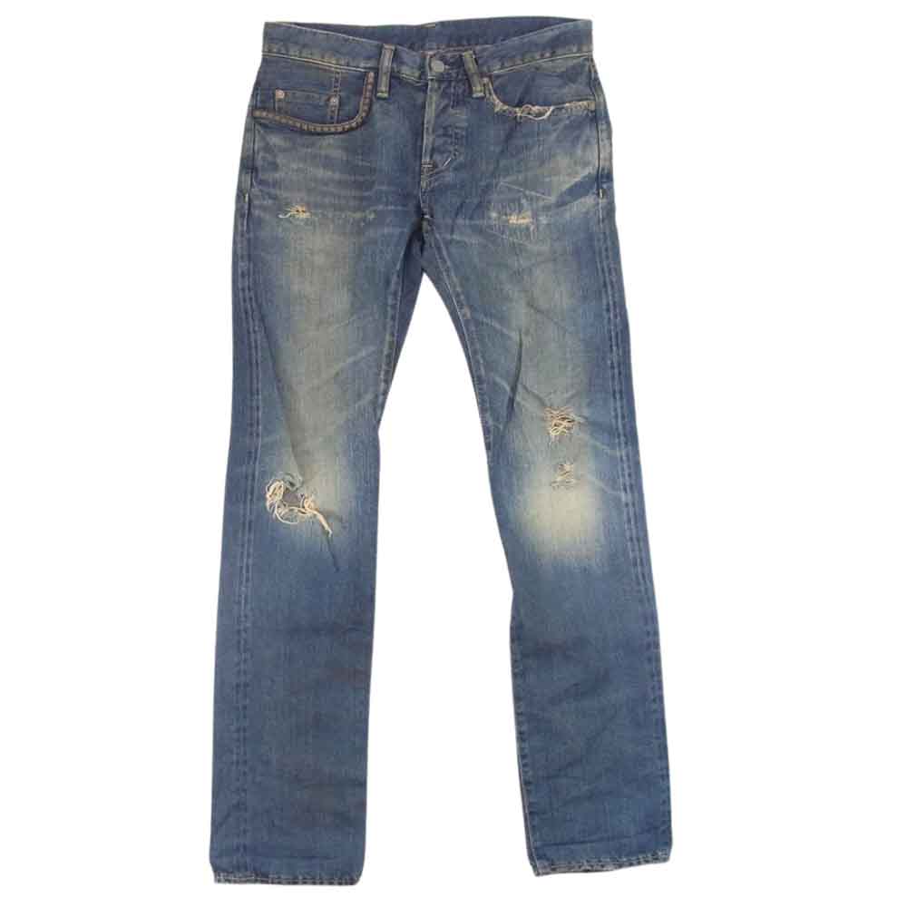 HYSTERIC GLAMOUR ヒステリックグラマー 0224AP08 VCR加工 デニム ストレート パンツ インディゴブルー系 28【中古】