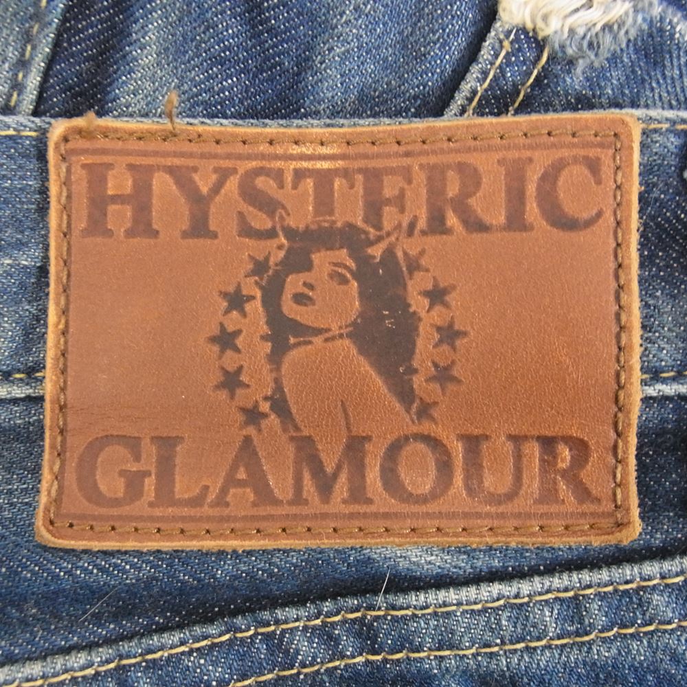 HYSTERIC GLAMOUR ヒステリックグラマー  14SS 0242AP02 LU加工 デニム スリム ストレート PT スタッズ デニム インディゴブルー系 28【中古】