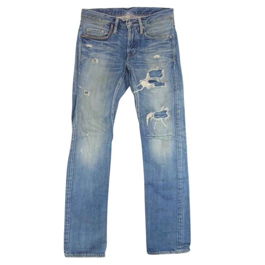 HYSTERIC GLAMOUR ヒステリックグラマー 0231AP02 PF加工 ペンキ クラッシュ スリム ストレート デニム パンツ インディゴブルー系 28【中古】