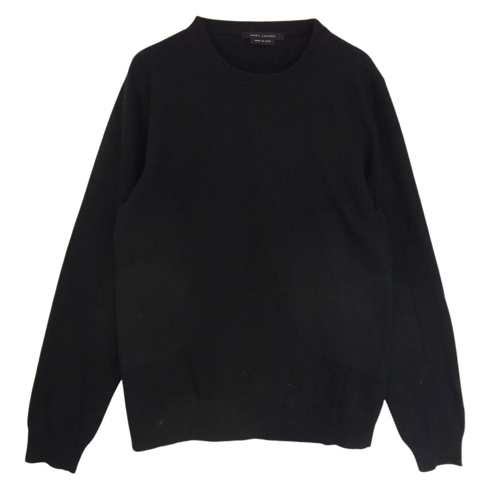 MARC BY MARC JACOBS マークバイマークジェイコブス エルボーパッチ カシミア混 クルーネック ニット ブラック系 S【中古】