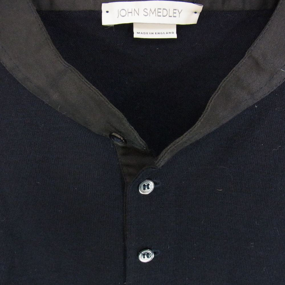 JOHN SMEDLEY ジョンスメドレー スタンドカラー ニット ポロ ネイビー系 M【中古】