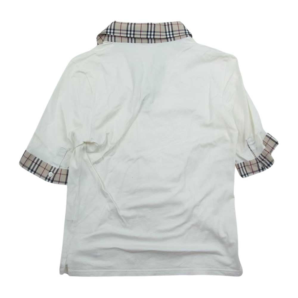 BURBERRY LONDON バーバリー ロンドン 襟 袖 ノバチェック ストレッチ 半袖 ポロ シャツ ホワイト系 2【中古】