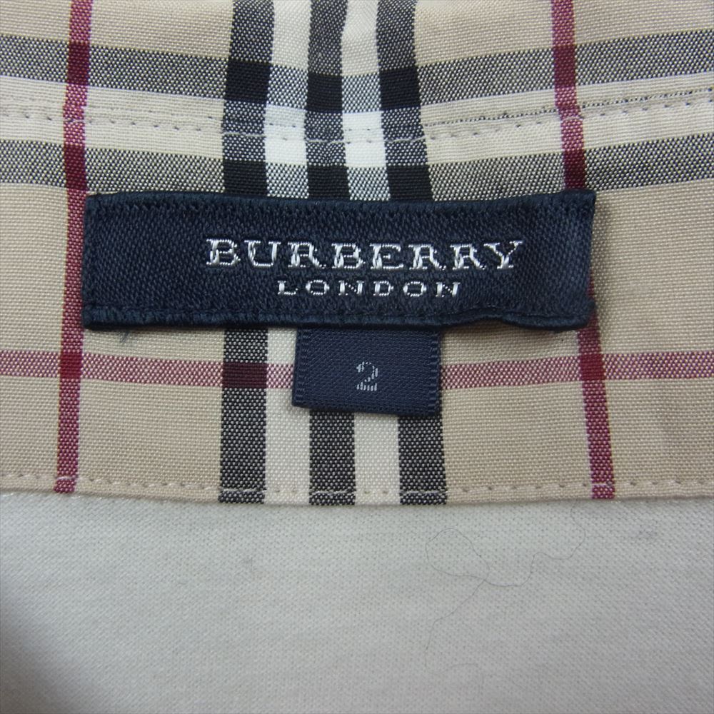 BURBERRY LONDON バーバリー ロンドン 襟 袖 ノバチェック ストレッチ 半袖 ポロ シャツ ホワイト系 2【中古】