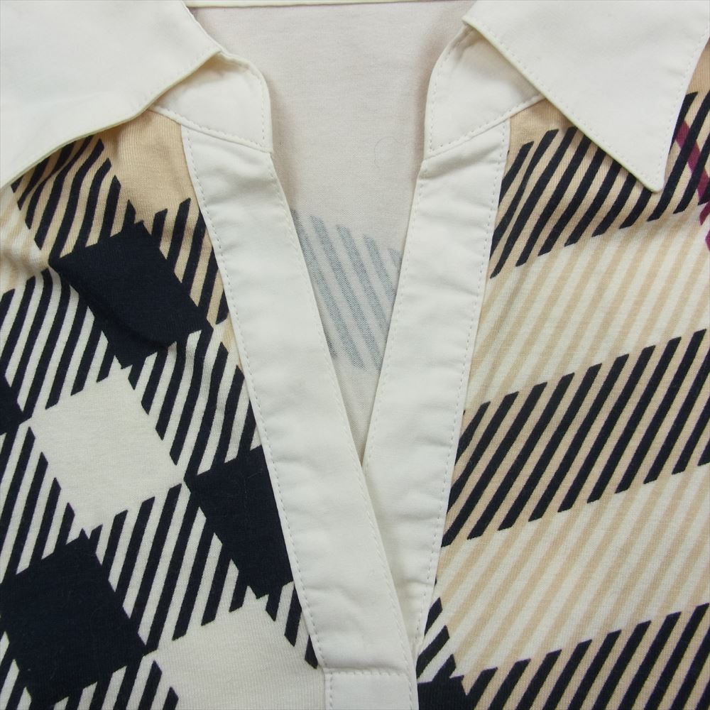 BURBERRY LONDON バーバリー ロンドン プリントストレッチ 半袖 ポロ シャツ ベージュ系 1【中古】