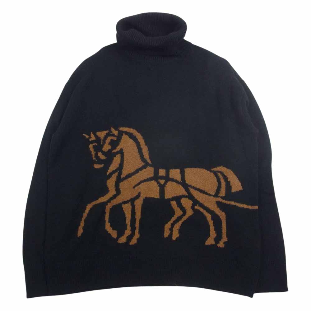 COACH コーチ ホースアンドキャリッジ ウール カシミヤ ニット セーター ブラック系 S【中古】