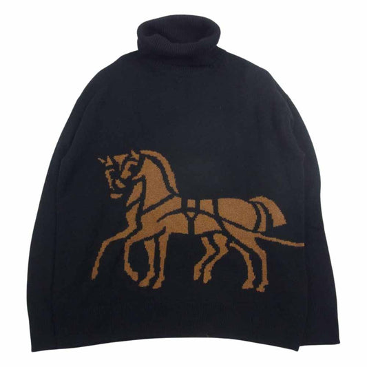 COACH コーチ ホースアンドキャリッジ ウール カシミヤ ニット セーター ブラック系 S【中古】