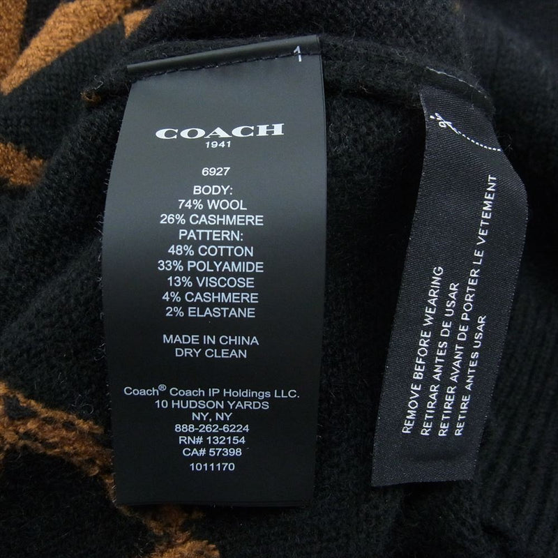 COACH コーチ ホースアンドキャリッジ ウール カシミヤ ニット セーター ブラック系 S【中古】