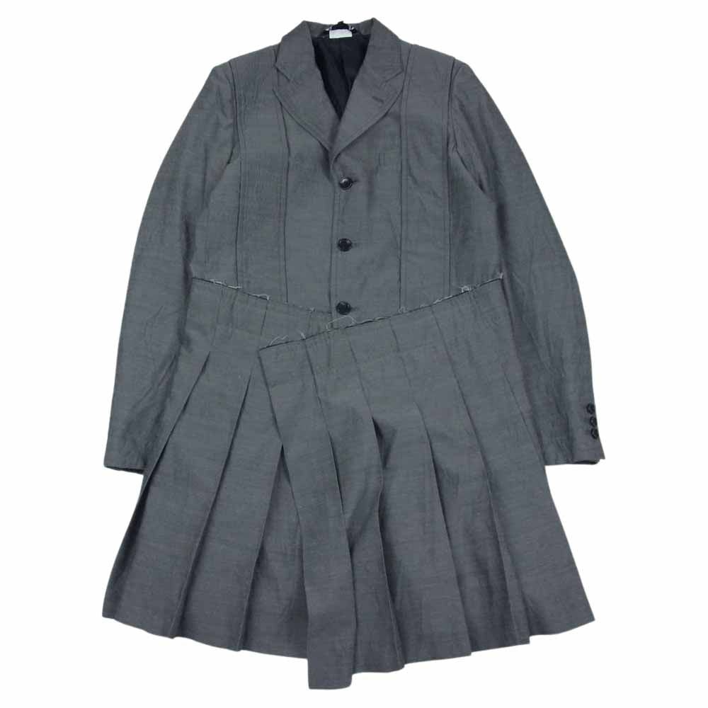 COMME des GARCONS コムデギャルソン AD2019 1E-J031  BLACK ブラック 製品洗い プリーツ 切替 ドッキング 変形 テーラードジャケット グレー系 M【中古】