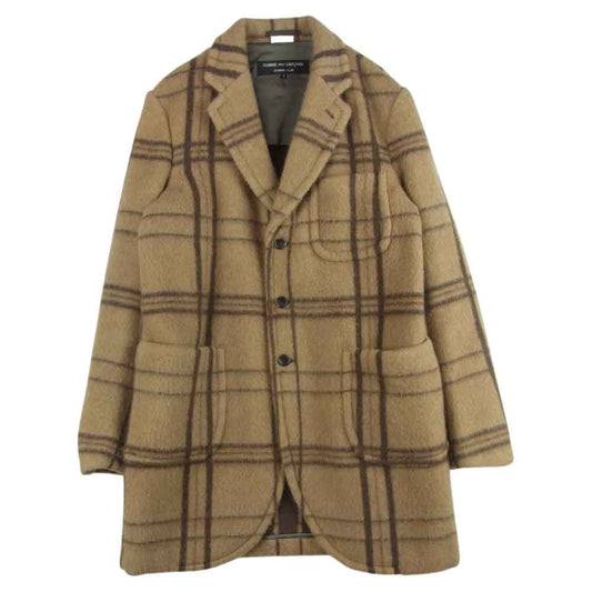 COMME des GARCONS HOMME PLUS コムデギャルソンオムプリュス AD2013 PL-J092 the Tree of Youth期 キャメル ウール チェック コート ブラウン系 S【中古】