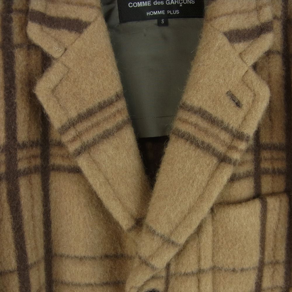 COMME des GARCONS HOMME PLUS コムデギャルソンオムプリュス AD2013 PL-J092 the Tree of Youth期 キャメル ウール チェック コート ブラウン系 S【中古】