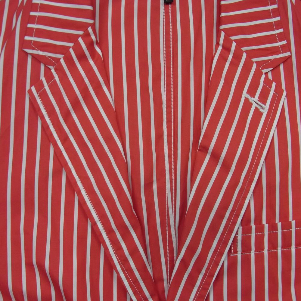 COMME des GARCONS HOMME PLUS コムデギャルソンオムプリュス 20SS PE-J070 Orlando Virginia Woolf オルランド ヴァージニアウルフ期 ドッキング ストライプ シャツ ジャケット レッド系 ホワイト系 XL【極上美品】【中古】