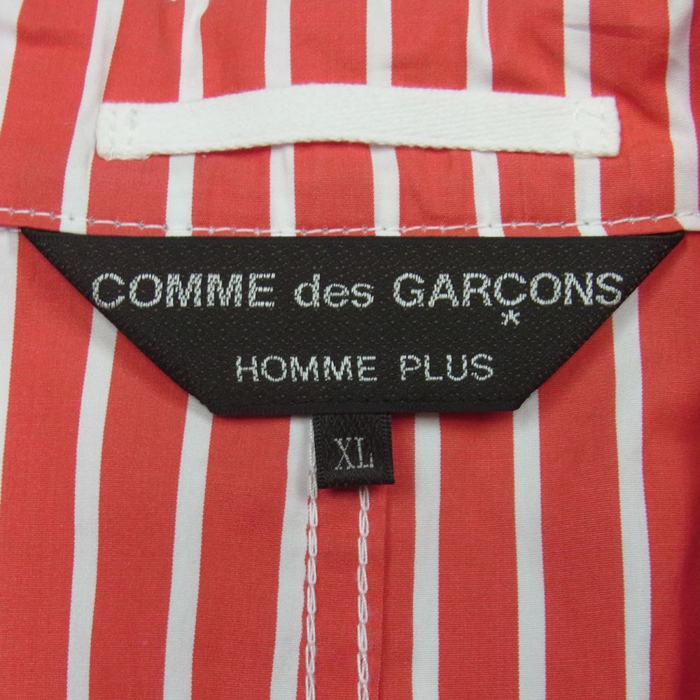 COMME des GARCONS HOMME PLUS コムデギャルソンオムプリュス 20SS PE-J070 Orlando Virginia Woolf オルランド ヴァージニアウルフ期 ドッキング ストライプ シャツ ジャケット レッド系 ホワイト系 XL【極上美品】【中古】