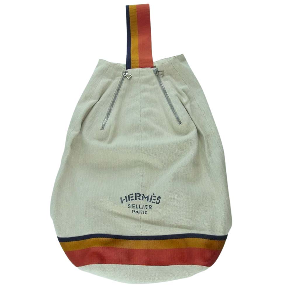 HERMES エルメス キャバリエ ショルダー バッグ コットン フランス製 ベージュ系【中古】