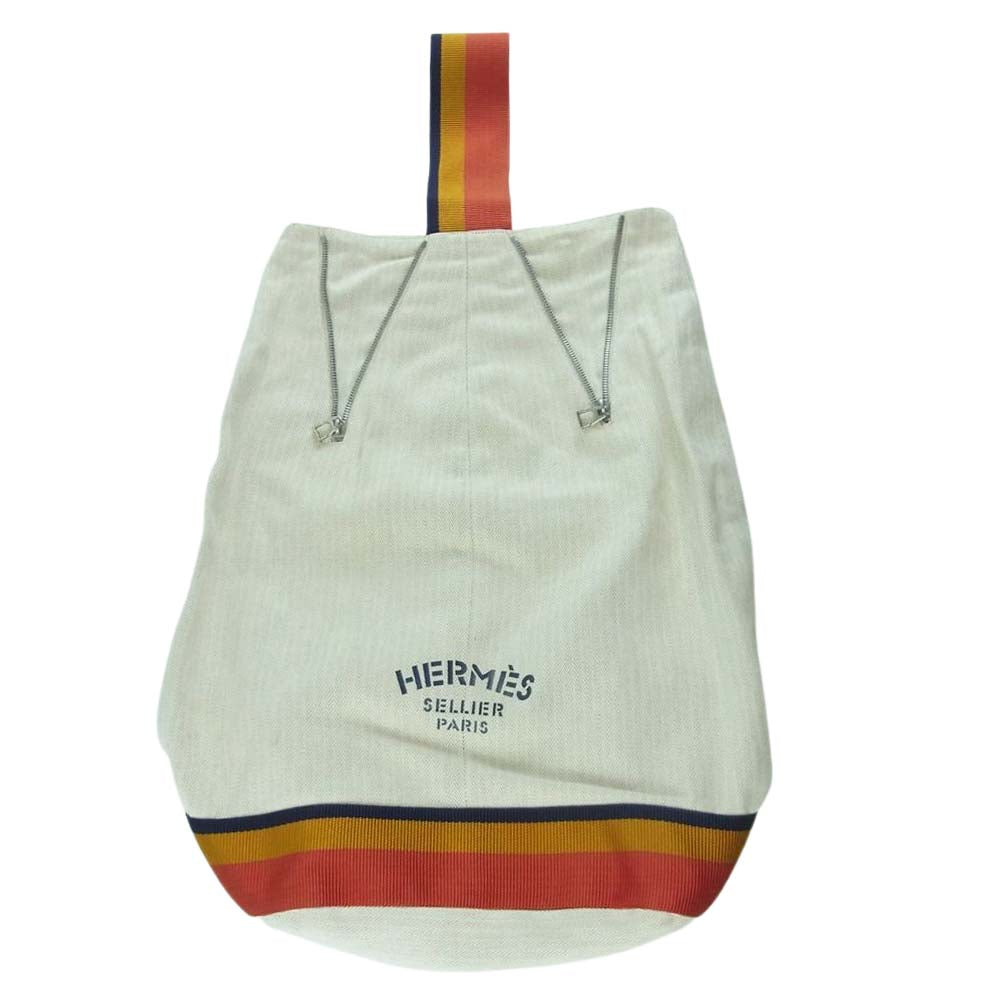 HERMES エルメス キャバリエ ショルダー バッグ コットン フランス製 ベージュ系【中古】