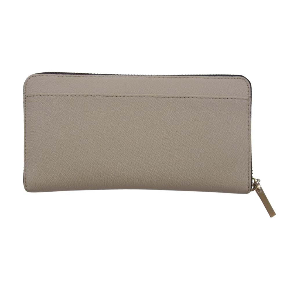 Kate Spade ケイトスペード PWRU5073B ラウンド ファスナー レザー 長財布 ブラック系 ベージュ系【中古】