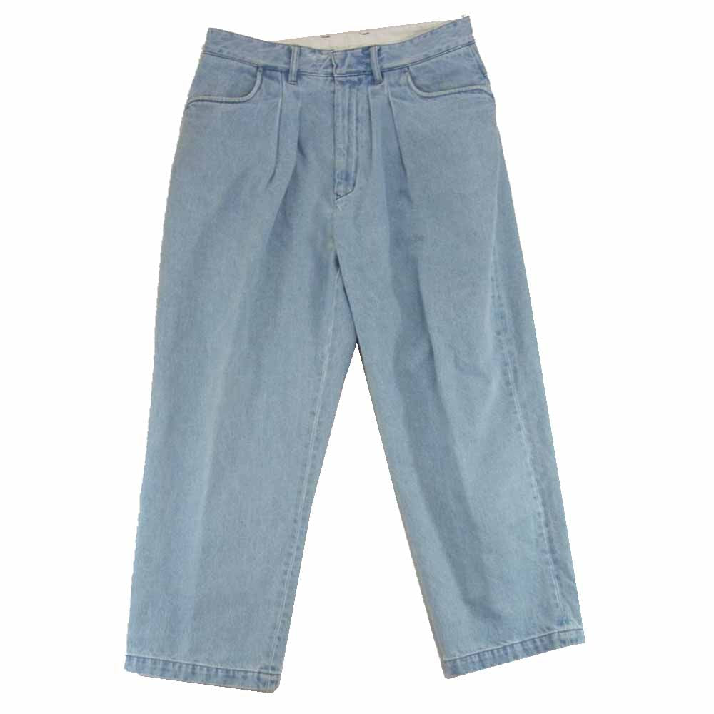 ファーラー Two-tuck Wide Tapered Pants ツータック ワイド テーパード デニム パンツ ブリーチ インディゴブルー系 32【中古】