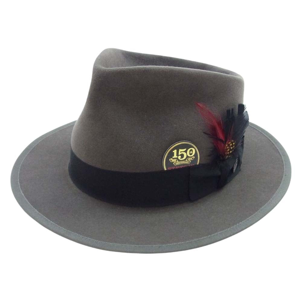 ステットソン 150th Anniversary DOWNS FELT HAT 150周年 フェルト 中折れ ハット チャコール系【美品】【中古】