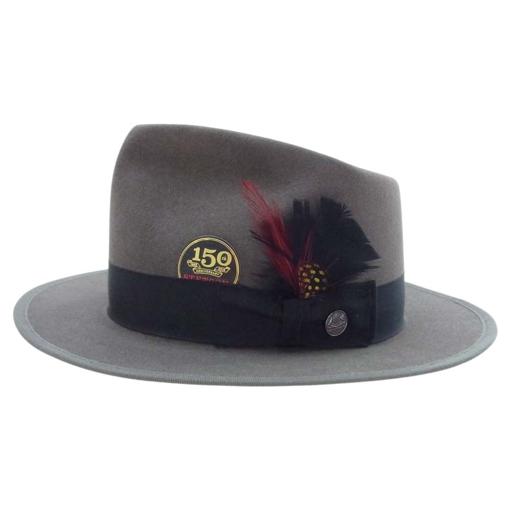 ステットソン 150th Anniversary DOWNS FELT HAT 150周年 フェルト 中折れ ハット チャコール系【美品】【中古】